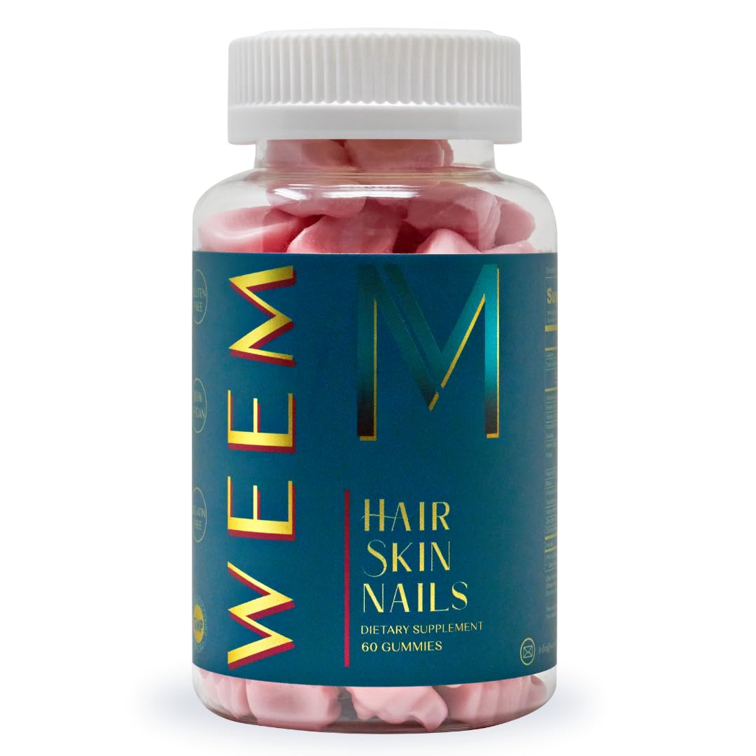 WEEM Hair Skin and Nails Gummies - Supports Healthy Hair - Vegan biotin Vitamins for Women & Men Supports Faster Hair Growth, Stronger Nails, Healthy Skin, Extra Strength