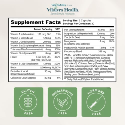 Vital Hair Complex Supplement – Biotin & B Vitamins for Hair, Skin & Nails