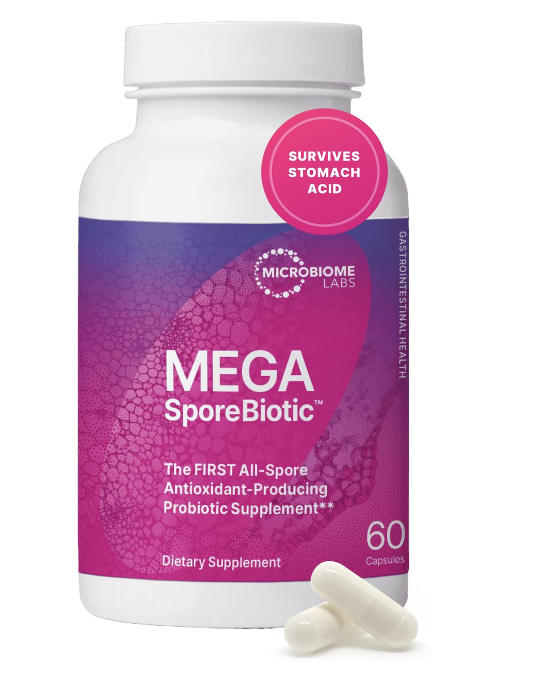 Microbiome Labs MegaSporeBiotic – Spore-Based Probiotics for Digestive Balance, Gut & Immune Support – Shelf Stable, Travel-Friendly – 180 Capsules