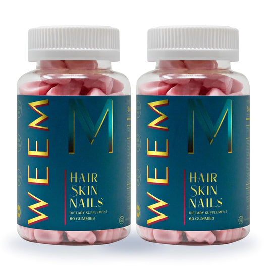 WEEM Hair Skin and Nails Gummies - Supports Healthy Hair - Vegan biotin Vitamins for Women & Men Supports Faster Hair Growth, Stronger Nails, Healthy Skin, Extra Strength