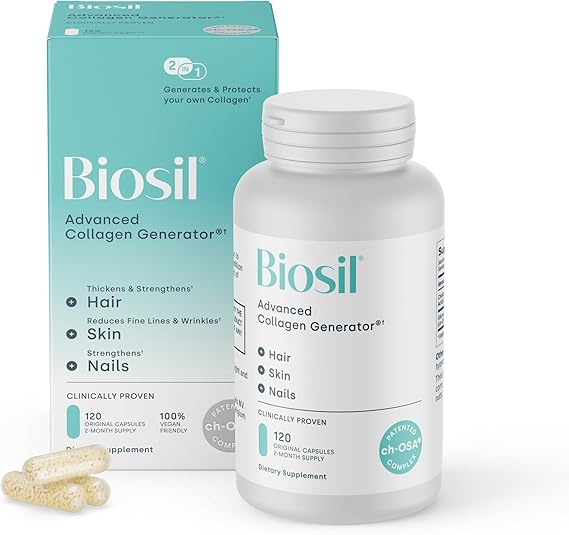 Biosil Collagen Generator - 120 Original Capsules - with Patented ch-OSA Complex - Generates & Protects Your Own Collagen - GMO Free - 60-Day Supply