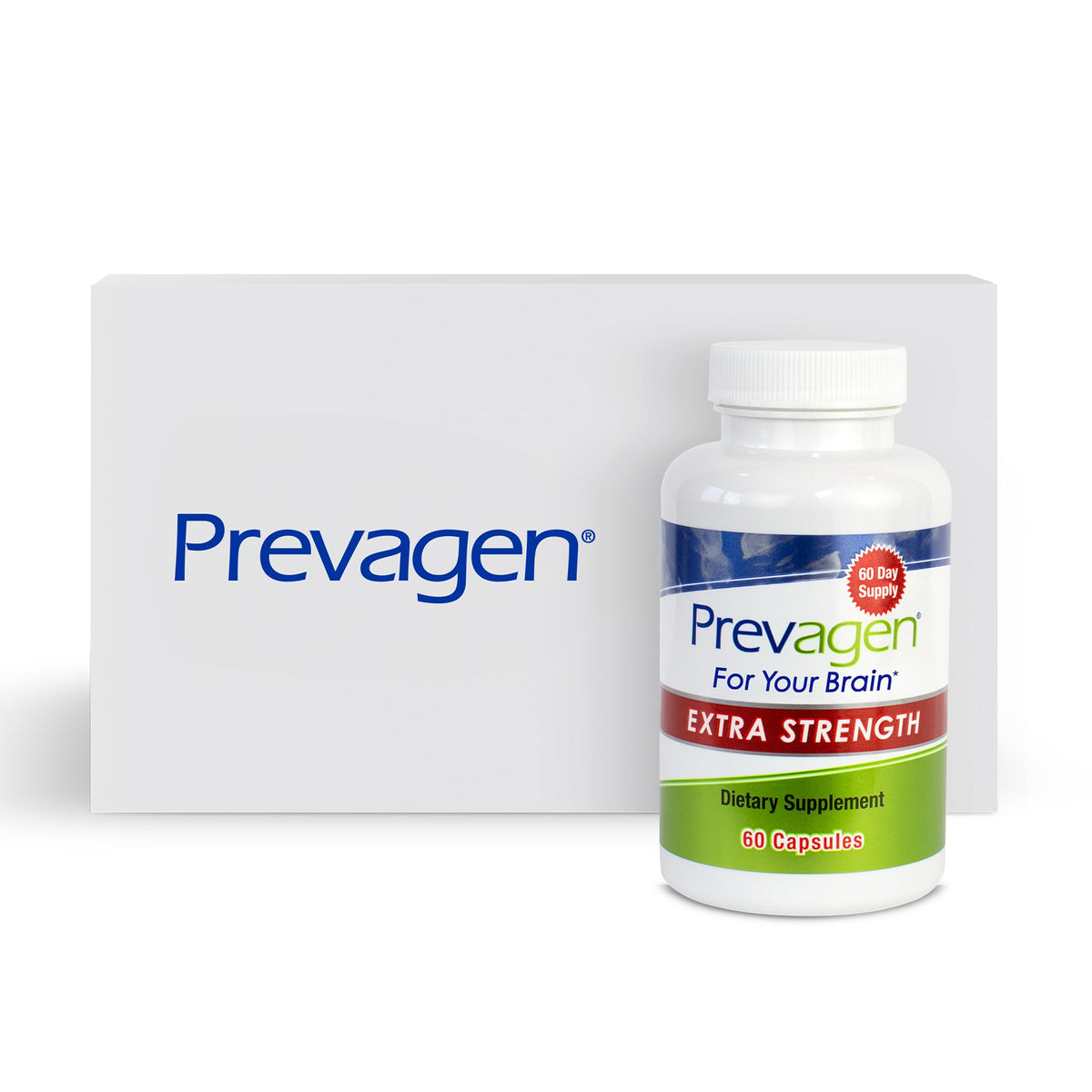 Prevagen Extra Strength 20mg, 60 Capsules with Apoaequorin & Vitamin D with Attractive and Stackable Prevagen Storage Box