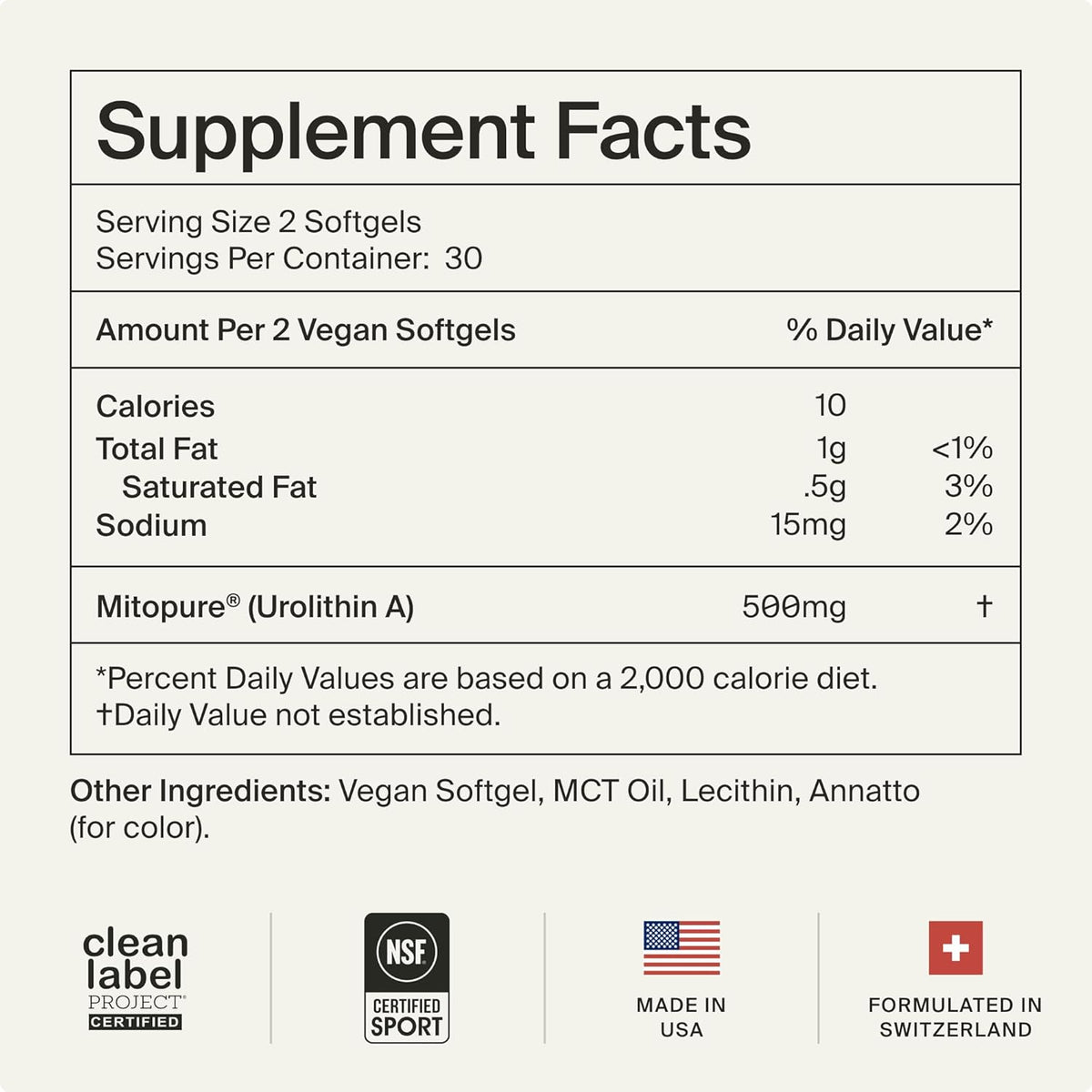 Timeline Mitopure Urolithin A 500mg Supplement, 60 Vegan Softgels