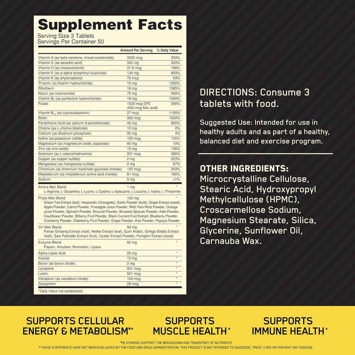 Optimum Nutrition Opti-Men Multivitamin Tablets
