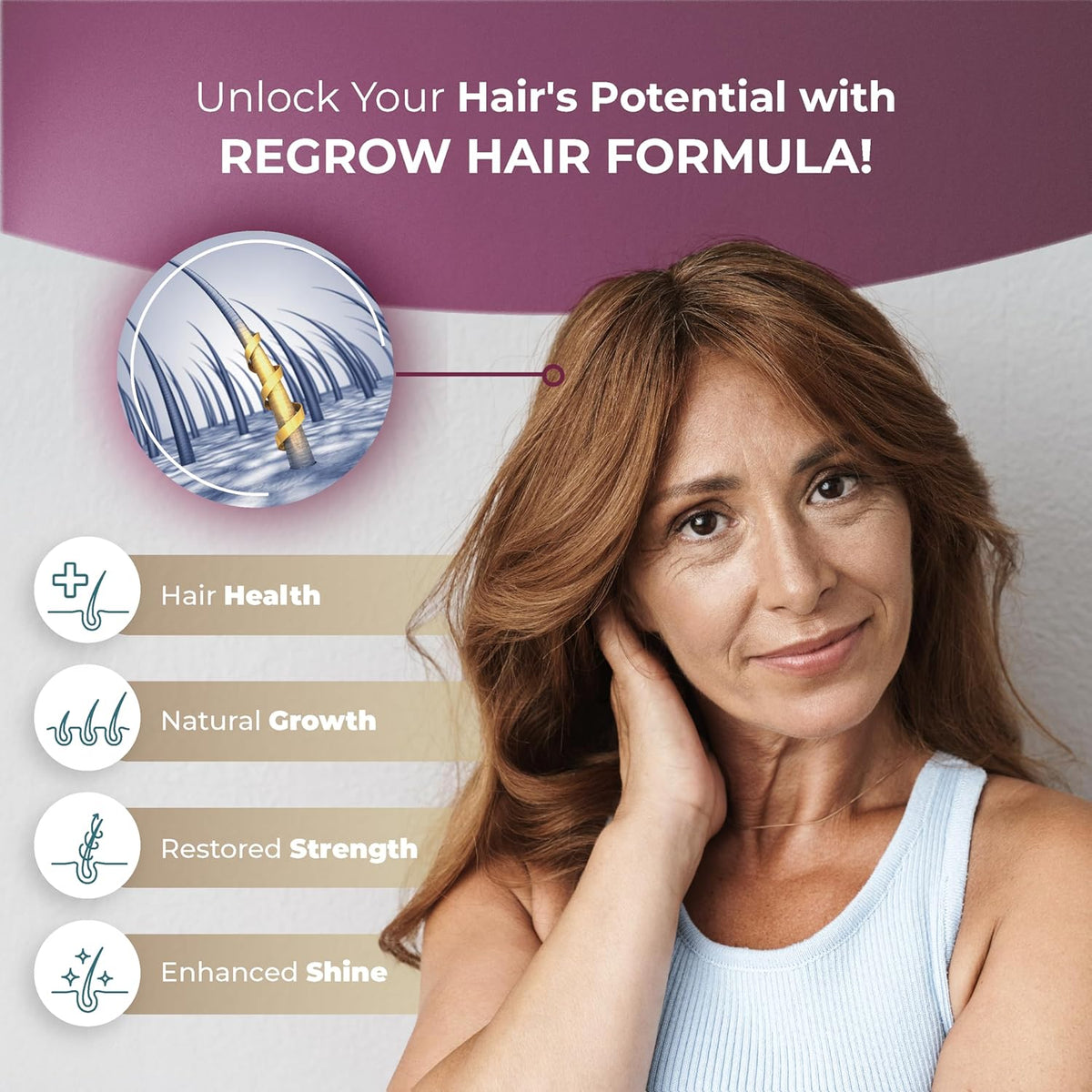 PUREHEALTH RESEARCH ReGrow - Hair Growth Vitamins for Women & Men - 60 Capsules