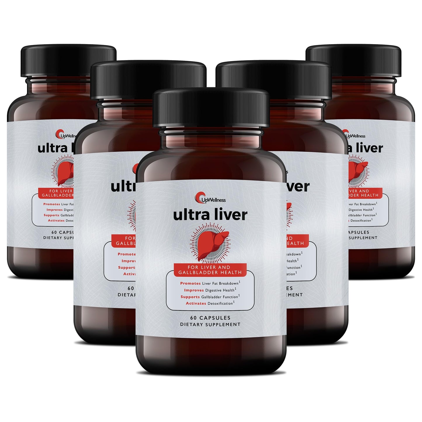 Ultra Liver Supplement for Liver Health and Gallbladder Support - Powered by TMG, NAC Milk Thistle, and More - Taurine Supplement - 60 Capsules - 5 Pack