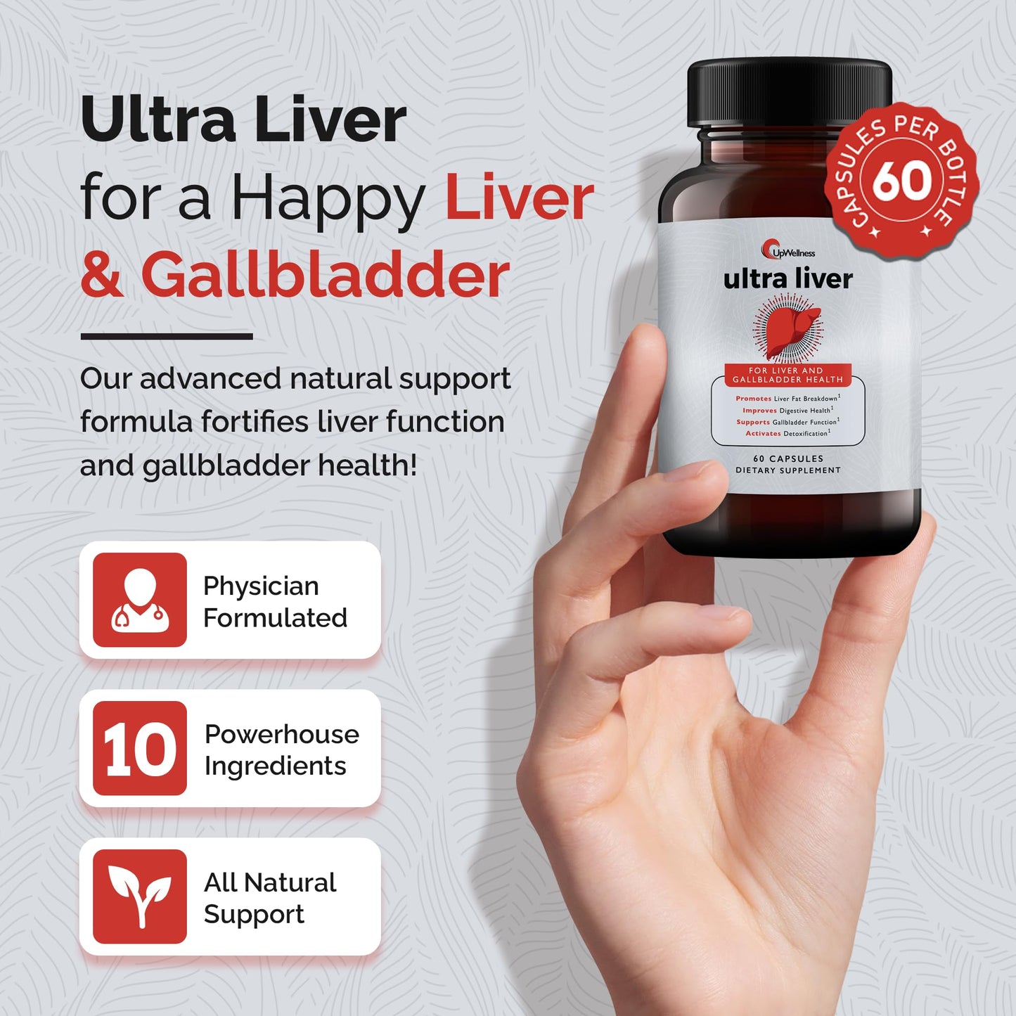 Ultra Liver Supplement for Liver Health and Gallbladder Support - Powered by TMG, NAC Milk Thistle, and More - Taurine Supplement - 60 Capsules - 5 Pack