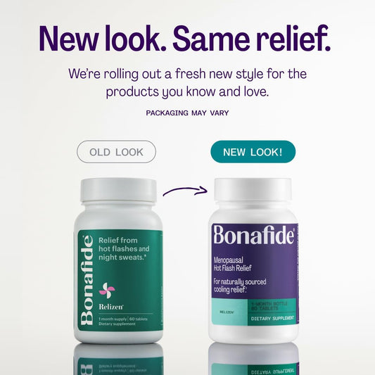 Relizen by Bonafide. Relief from Menopausal Hot Flashes & Night Sweats. — 1-Month Supply (60 Tablets)