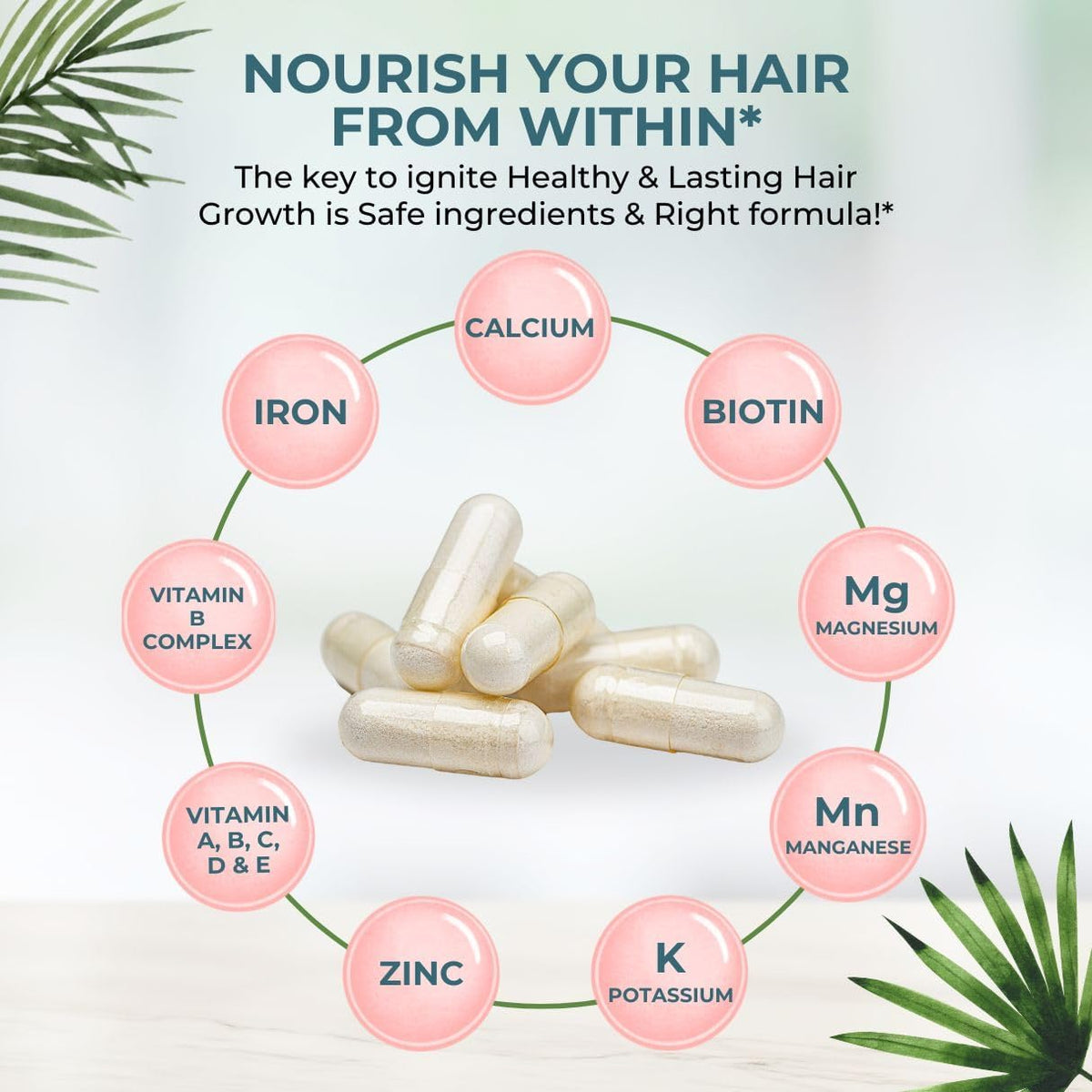 Vital Hair Complex Supplement – Biotin & B Vitamins for Hair, Skin & Nails