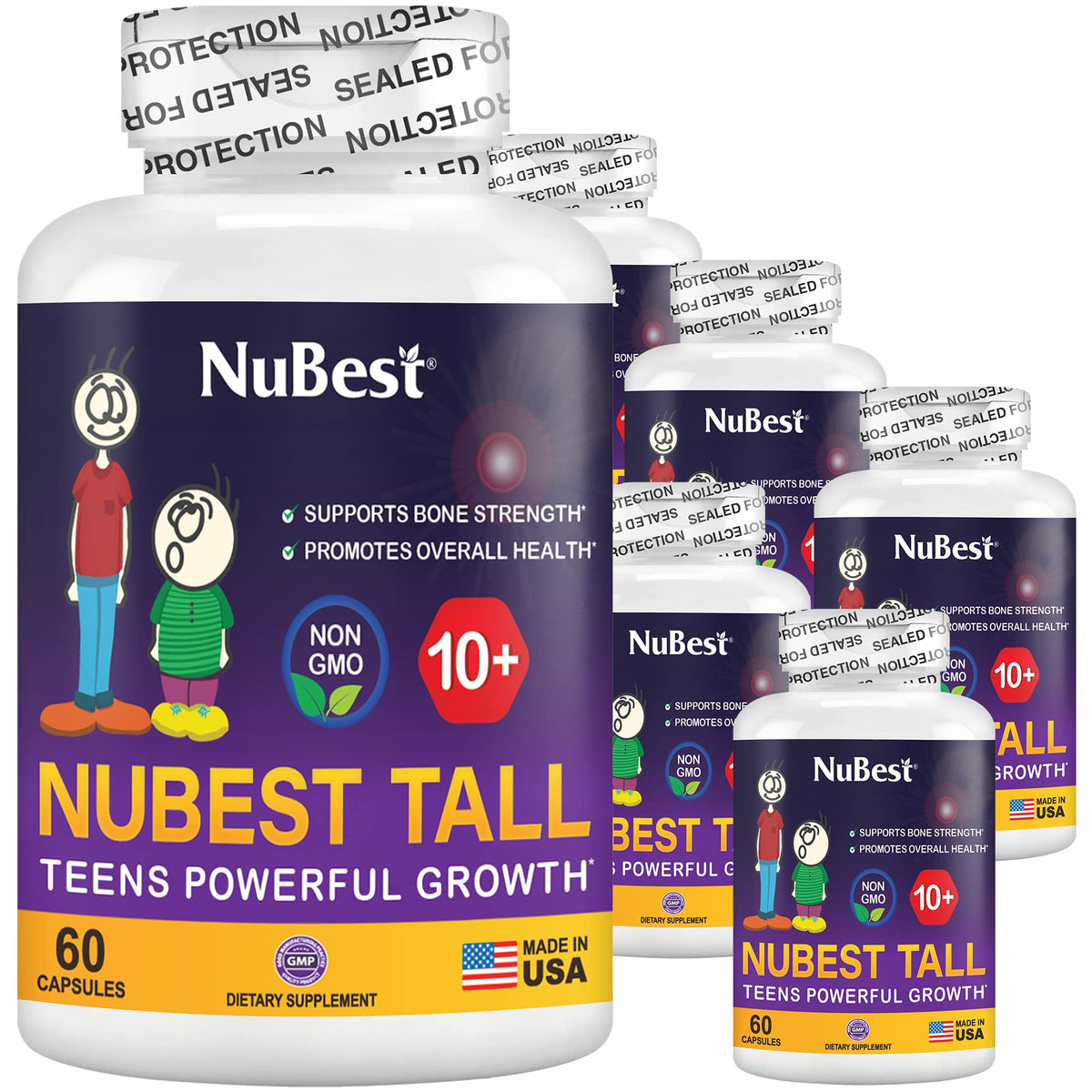 NuBest Tall 10+, Powerful Growth for Kids & Teens (10+), Milk Drinkers, 60 Capsules by NuBest Nutrition®