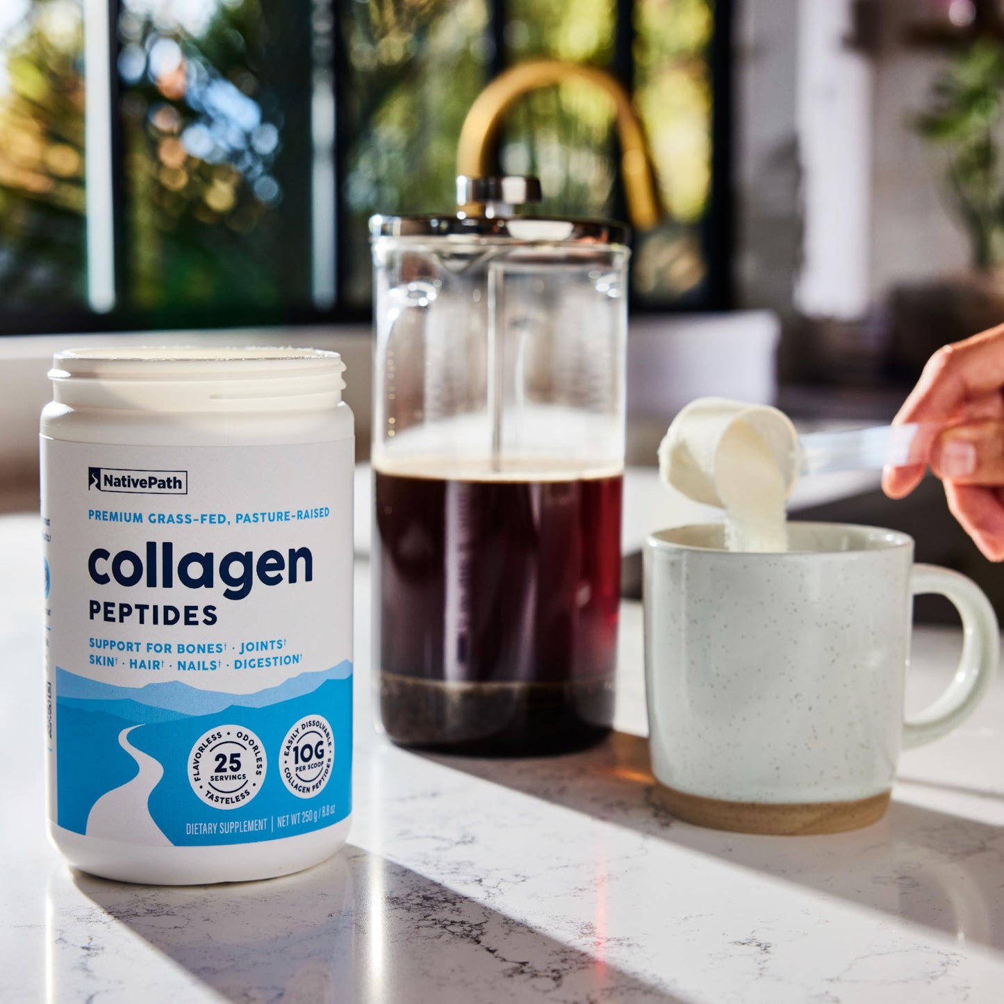 NativePath Collagen Peptides - Hydrolyzed Type 1 & 3 Collagen Powder for Skin, Hair, Nails - 8.8 oz (25 Servings)