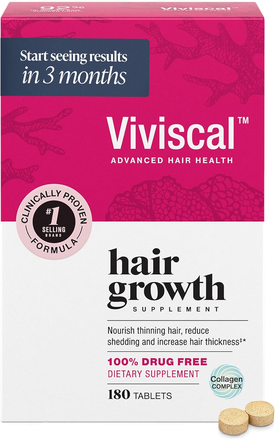 Viviscal Hair Growth Dietary Supplement, 180 Tablets