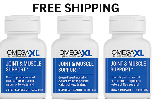 OmegaXL Joint Support Supplement - Natural Muscle Support, Green Lipped Mussel Oil, Soft Gel Pills, Drug-Free, 60 Count (3 Pack)