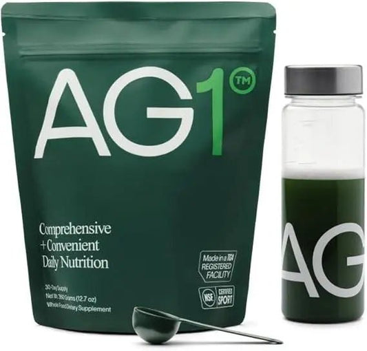 AG1 Greens Powder Supplement Pack of 2 | Improve Gut Health | Multivitamin, Probiotic, Gluten Free, Vegan and Keto Friendly | 75 Vitamins by AG1 (Athletic Greens) - Nutragole