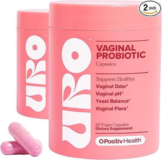 URO Vaginal Probiotics Capsules for Women pH Balance with Prebiotics & Lactobacillus Probiotic Blend - Women's Vaginal Health Supplement - Promote Healthy Vaginal Odor & Vaginal Flora, 60 Count (Pack of 2) - Nutragole