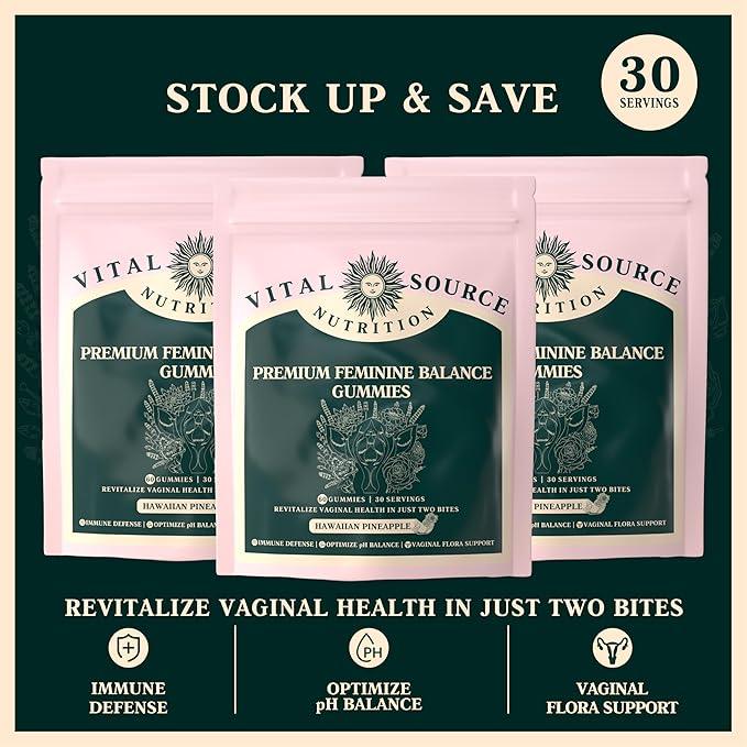 Vital Source Feminine Balance Gummies Pack of 3 – Hawaiian Pineapple vital source gummies - Nutragole